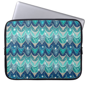 Blue feathers pattern laptop sleeve