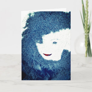Blue feathers woman lady feminine birthday card