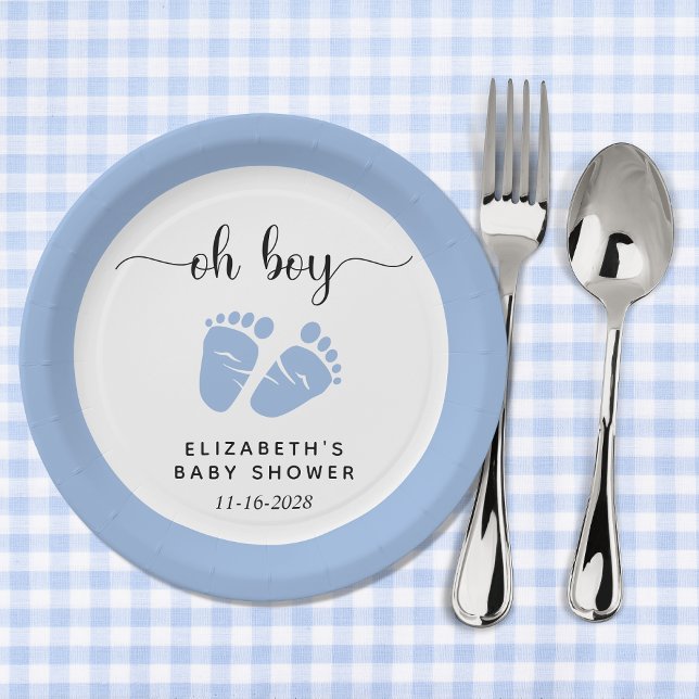 Blue Feet Baby Boy Shower Paper Plate (Creator Uploaded)