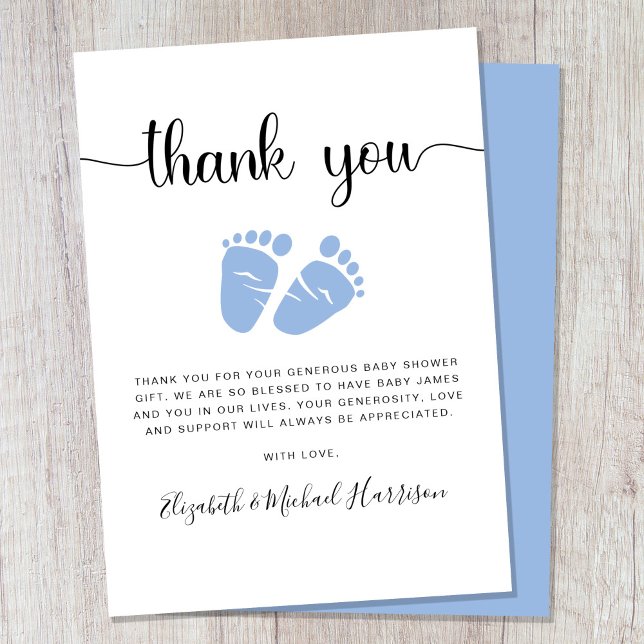 Blue Feet Baby Boy Shower Thank You Card (Creator Uploaded)