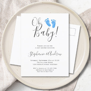 Blue Feet Couples Baby Shower Invitation Postcard