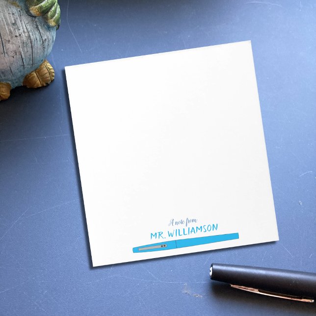 Blue Felt Pen Personalised Teacher Note Pad (Creator Uploaded)