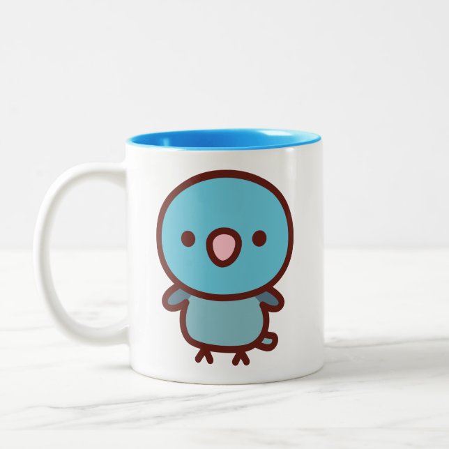 Blue female Pacific parrotlet Two-Tone Coffee Mug (Left)