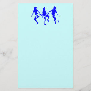 Blue Female Soccer Skills Stationery