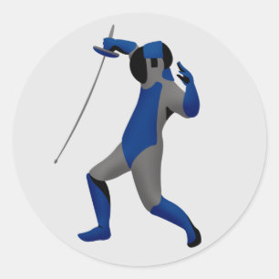 Blue Fencer Classic Round Sticker