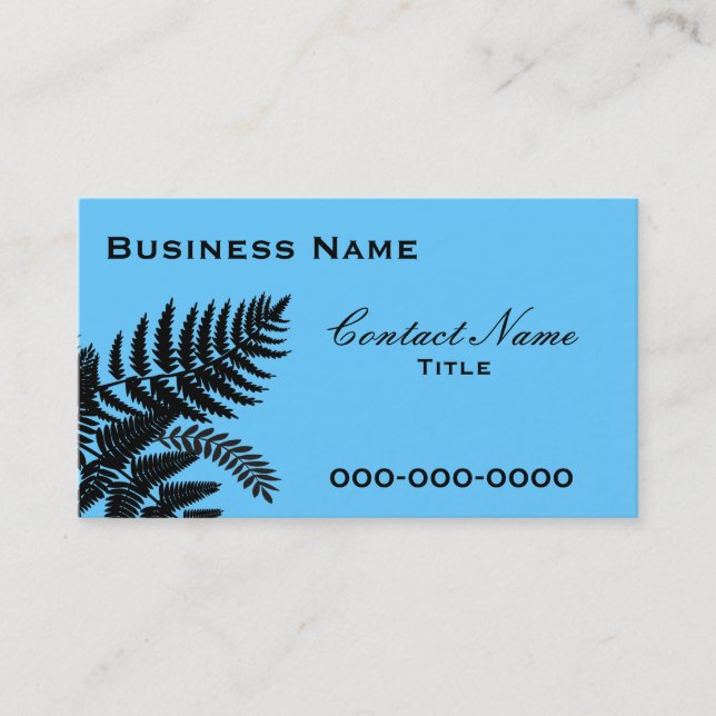 Blue Fern Leaves Business Card (Front)