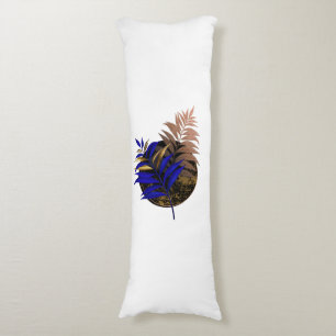 Blue fern on black circle body cushion