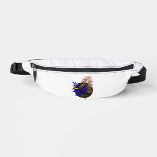 Blue fern on black circle bum bags