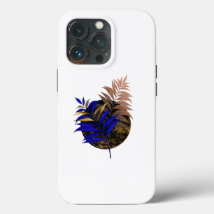 Blue fern on black circle iPhone 13 pro case