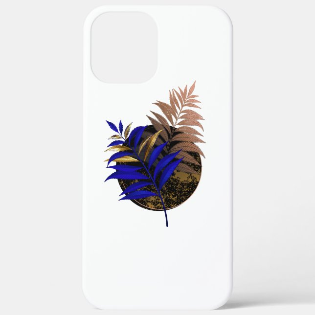 Blue fern on black circle Case-Mate iPhone case (Back)