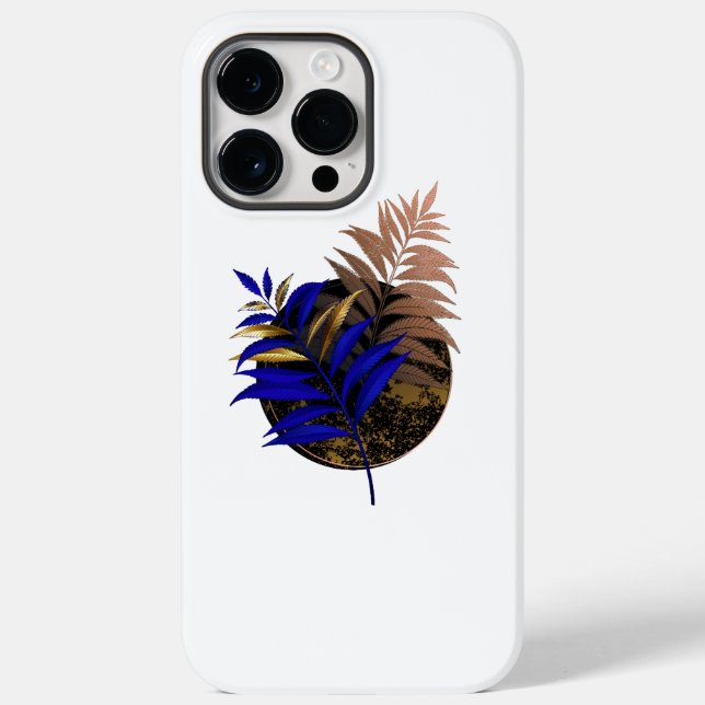 Blue fern on black circle Case-Mate iPhone case (Back)