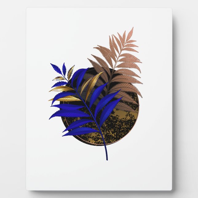 Blue fern on black circle plaque (Front)
