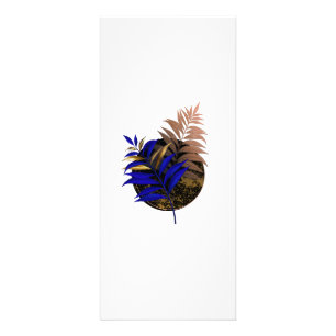 Blue fern on black circle rack card