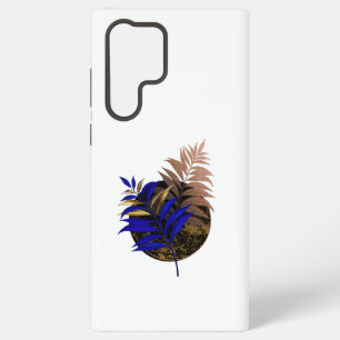 Blue fern on black circle samsung galaxy case
