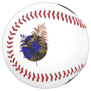 Blue fern on black circle softball