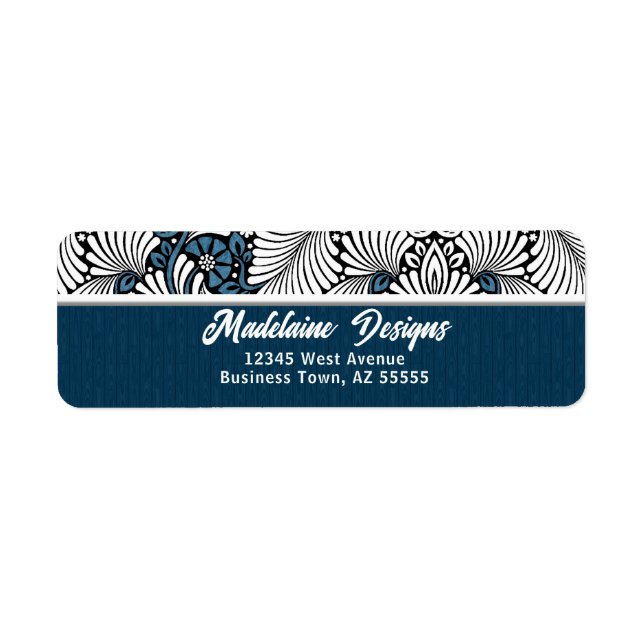 Blue Fern with White Text Return Address Label (Front)