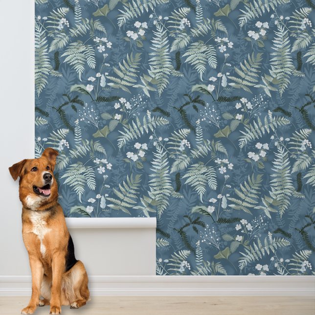 Blue Ferns and Leaves Wallpaper (Creator Uploaded)