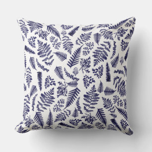 blue ferns pattern on any colour cushion