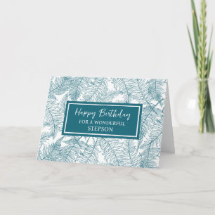 Blue Ferns Stepson Birthday Card