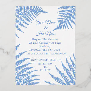 Blue Ferns Thunder_Cove Foil Invitation Postcard