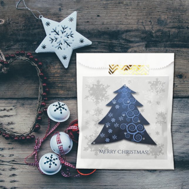 Blue Festive Christmas Tree Favour Bag (Blue Festive Christmas Tree Favor Bag)