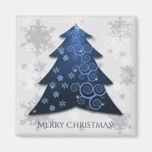 Blue Festive Christmas Tree Magnet