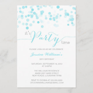 Blue Festive Confetti | Birthday Party Invitation