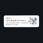 Blue Festive Florals Name Return Address Christmas Label<br><div class="desc">Blue Festive Florals Name Return Address Christmas. For your holiday mailings,  an elegant bouquet of watercolor blue florals and foliage is to the top right with text to the left. Your name is larger in stylish lowercase with your return address beneath. Easily personalise the text.</div>