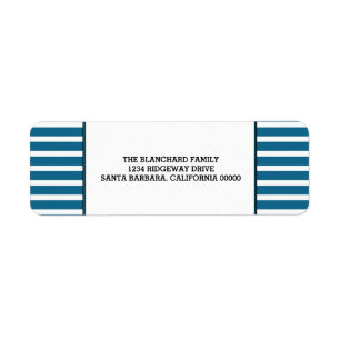 Blue Festive Stripes Holiday Labels