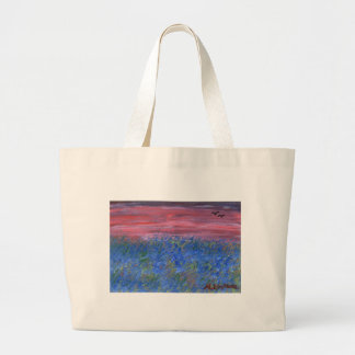 Blue Field at Sunset Large Tote Bag