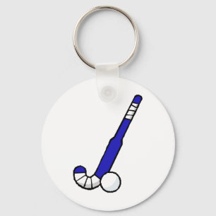 Blue Field Hockey Stick Key Ring
