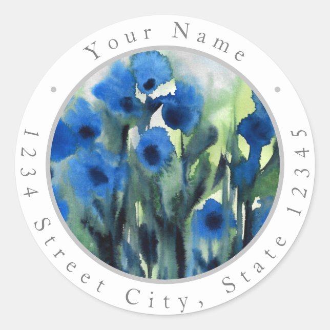 'Blue Field of Flowers' Labels (Front)