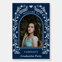 Blue Fiesta Photo Graduation Welcome Sign