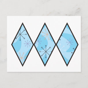 Blue Fifties Diamonds Postcard
