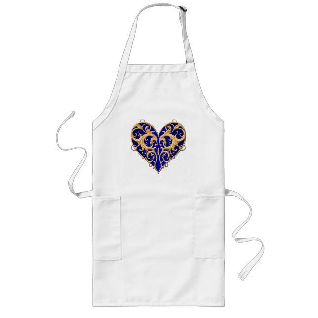 Blue Filigree Heart Apron (Front)