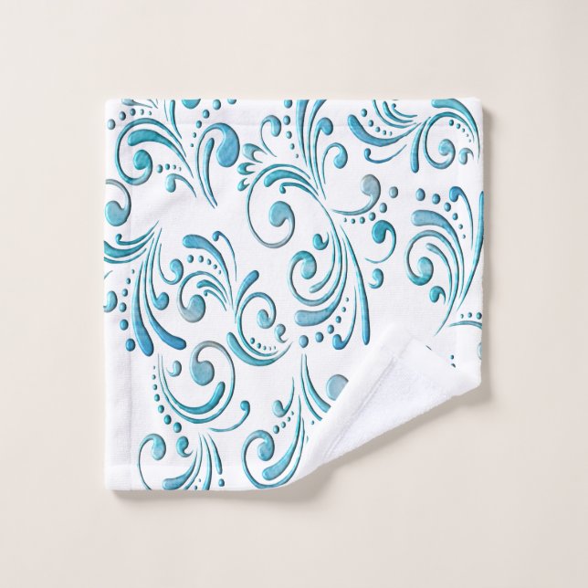 Blue Filigree Wash Cloth (Wash Cloth)