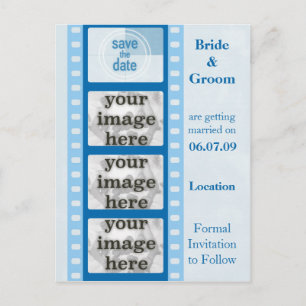 Blue Film Strip Save the Date Photo Postcards