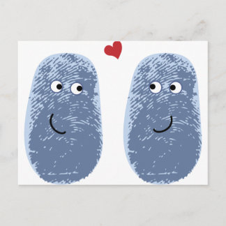 Blue Fingerprint Pair Postcard