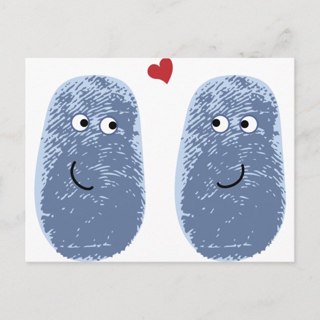 Blue Fingerprint Pair Postcard (Front)