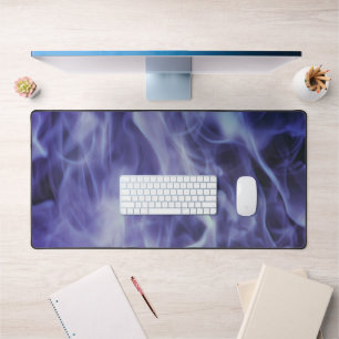 Blue Fire Flames Art Desk Pad