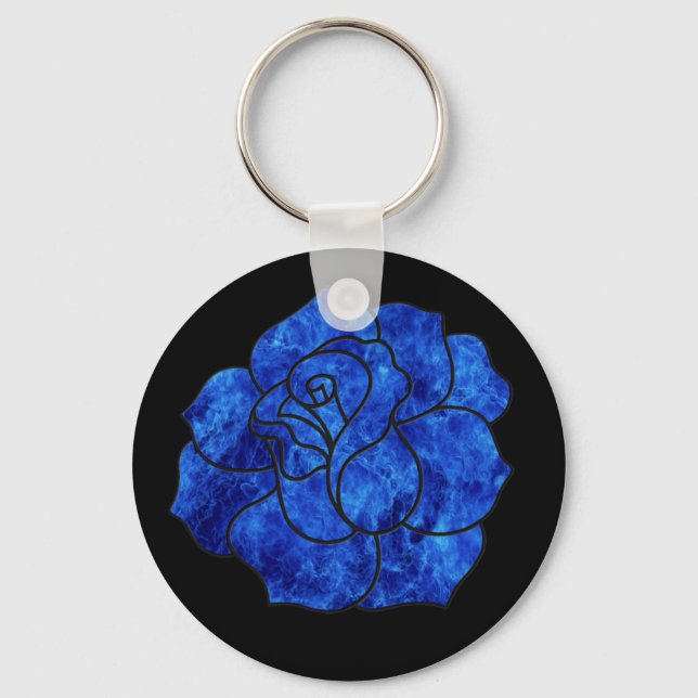 Blue Fire Rose Keychain (Front)