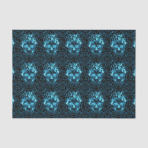 Blue Fire Skull Tissue Paper