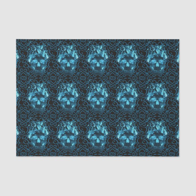 Blue Fire Skull Tissue Paper (Front)