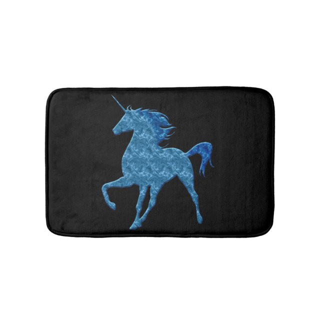 Blue Fire Unicorn Bath Mat (Front)