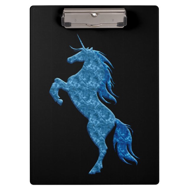 Blue Fire Unicorn Clipboard (Front)