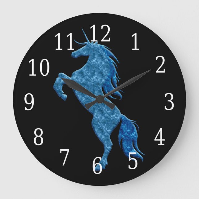 Blue Fire Unicorn Clock (Front)