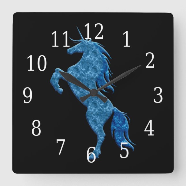 Blue Fire Unicorn Clock (Front)