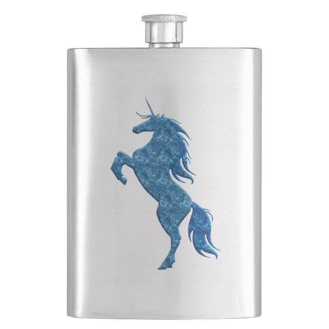 Blue Fire Unicorn Flask (Front)