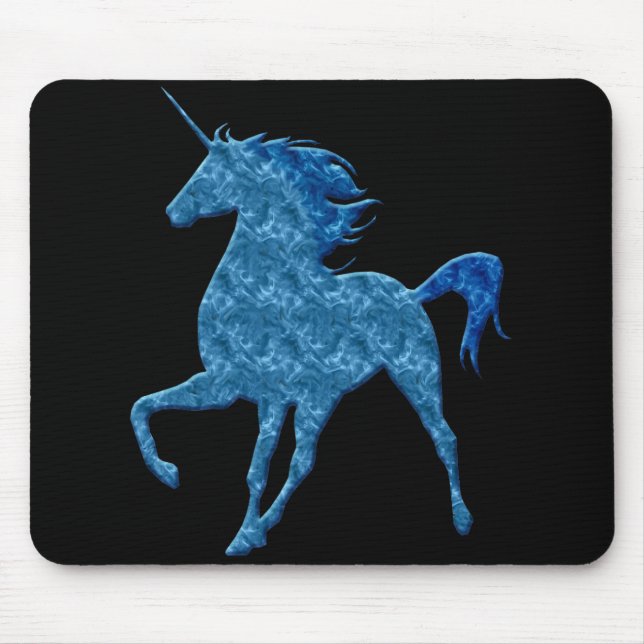 Blue Fire Unicorn Mouse Pad (Front)