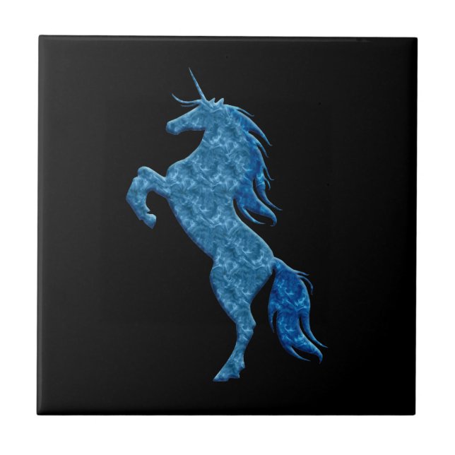 Blue Fire Unicorn Tile (Front)